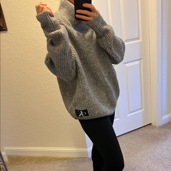 Calvin Klein Jeans Gray Turtleneck Sweater Cozy Knit size M - Picture 4 of 17
